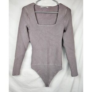 Abercrombie‎ Fitch Ribbed Square Neck Bodysuit Mauve M Classic Preppy